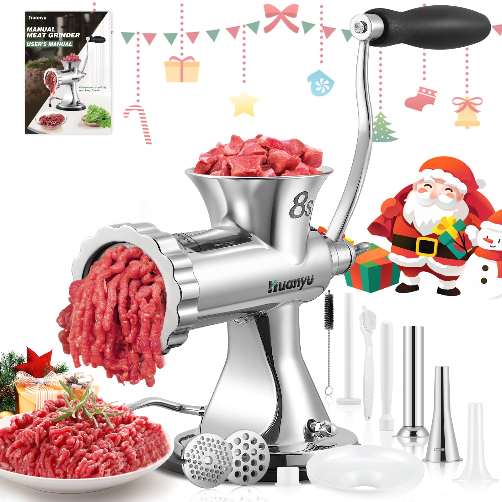 Amazon | Huanyu ミートチョッパー 手動式ミンサー 肉挽き 304